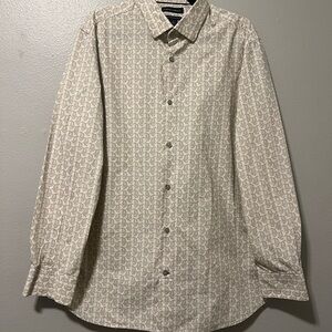 Banana Republic 100% Cotton Beige/Grey Paisley Patterned Button Down Shirt